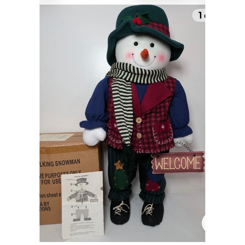 Prima Creations Tommy The Talking Snowman Animated Holiday Decor Welcome Sign